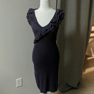 Purple Ruffled Body Con Dress